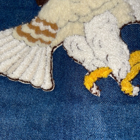 Wrangler Jean Jacket Custom Eagle Embroidery Authentic Jeans - Picture 10 of 12